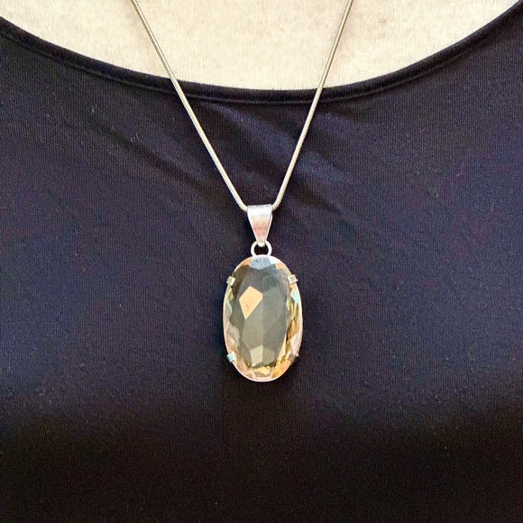 Large Peach Tourmaline Pendant Necklace - Picture 9 of 10